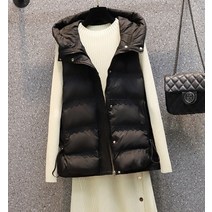 드레스허그 롤리아 웨이브 후드 패딩 조끼