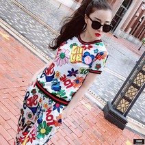 가바바 여성 트레이닝복세트 너무나 화려한 꽃패턴 여름 트레이닝복세트 G45119