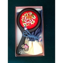 민속손거울/거울/자수손거울/공주거울/빗/공주손거울/예단/휴대용거울/민속공예품/관광기념품, 연녹색