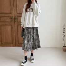 코지 여자 가을 호피 편한 20대 30대 꾸안꾸 롱스커트