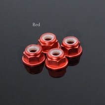 CNC 알루미늄 플랜지 나일론 잠금 너트 4 개 M4 여러 가지 빛깔의 1/10 1/8 1/14 RC 자동차 트럭 크롤러 드리프트 TRX4 SCX10 스카니아 범용 부품, Red 4pcs
