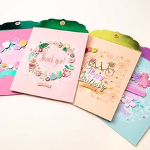 종이봉투 용돈 편지 선물 단추봉투 만들기 꾸미기 DIY, 피치핑크