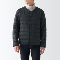 MUJI 남성 경량 재생 나일론 노칼라 다운 재킷 ADE01A2A