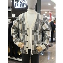 티아이포맨 티아이포맨 21 F/W 아이보리 체크패턴 자카드 가디건 M218MSWM773 (P001942179)