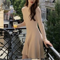 슬림핏 골지 A라인 매력적인 원피스 신혼여행룩 편한