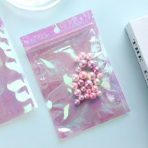 일회용비닐포장 100개 두꺼운 reclosable 홀로그램 핑크 지퍼 포장 가방 화장품 쥬얼리 플랫 파우치 레이저 작은 플라스틱 지퍼 잠금, 20x30cm-100개