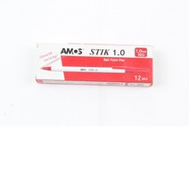 아모스 스틱볼펜 빨강 12본입 펜 볼펜세트 56480EA, 본상품선택, 본상품선택