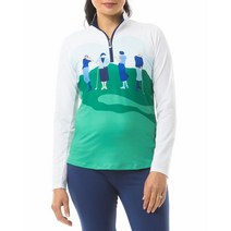 SanSoleil 여성 SolCool 프린트 집업 긴 소매 골프 탑 온더그린