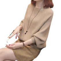 자칠 여성 가을 루즈핏 라운드넥 가오리 니트 스웨터 1215 7358