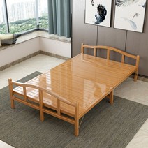 나무 평상 대나무 침대 접이식 싱글 더블 2인용 식사용, 폭120x길이197cm탄화와이드플레이트두꺼운보강설치없음