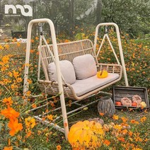 발리그네 라탄 공중의자 흔들 야외 그네 의자 테라스, 프리 행잉 바스켓 - 라탄