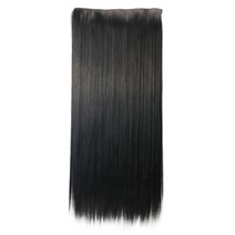Women Long Straight 3/4 Full for Head Clip In Hair Extension Blond Hairpiece Wig, 검은색