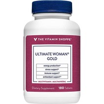 멀티비타민 에너지 생산을 지원하는 철분 비타민 B군 D3 등이 함유된 궁극의 여성 골드 종합 The Vitamin Shoppe의 뼈 면역 건강 글루텐 프리 미네랄90정, [02] 180개(1팩)