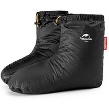 Tentock 초경량 겨울 구스 다운 부츠 양말 슬리퍼 따뜻하고 부드러우며 아늑한 방수 캠핑 배낭여행 실내 필드 부츠 보관용 가방 포함(S), Black-s