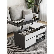 다기능 리프팅 테이블 접이식 소파 테이블 럭셔리 협탁, 23모델 0.8M 블랙그레이오크+화이트오크