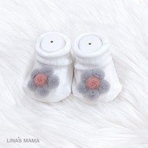 리나스마마 [출산선물] 그레이 팽이꽃 오가닉 아기양말