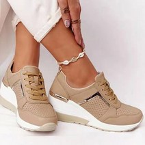 명브띠 유광라인 웨지힐 여성 키높이 운동화