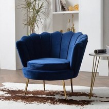 미용실쇼파 간단한 꽃잎 거실 의자 싱글 천 소파 가구 의류 매장 미용실 라운지 의자265316, I67-h-dark Blue