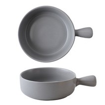 손잡이 앞접시 떡볶이 그라탕 파스타 라면 그릇 예쁜 오븐용그릇, GREY_2P