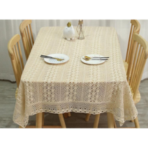 후아나야 레이스 테이블보 빈티지 베이지 식탁보, 2인용(90x90cm)