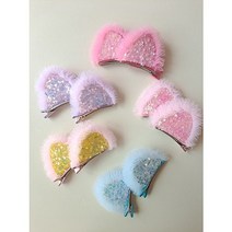 스팽글 프릴 고양이 귀 유아 어린이 머리핀