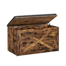 VASAGLE 쿠션 시트가 있는 패딩 슈 벤치 수납장 수납장 헛간 문 스타일 15.7 x 29.9 x 18.9 인치 러스틱 브라운