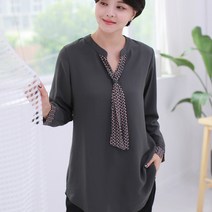 엄마옷 백합사 중년옷 스카프 타이 블라우스 BL20423 중년의류 여성용 미시옷 마담 50대