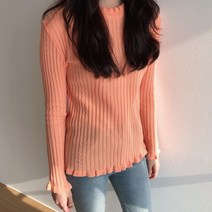 러브어텀 골지 꽈배기 프릴 라운드 니트 여성 봄 데일리 니트