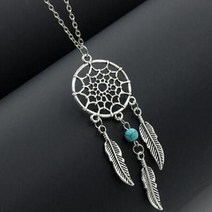 Nx479 유럽 패션 빈티지 합금 드림 캐처 블루 라운드 스톤 Tassels 잎 쇄골 목걸이 쥬얼리