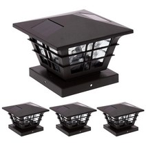 GreenLighting Cape Cod 태양열 포스트 캡 조명 4x4 목재 및 5x5 PCV/비닐 야외 조명 울타리 기둥 조경 데크 정원에 적합 - 밝은 LED 방수, Black_4 Pack