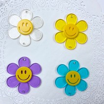 2홀)빅플라워 스마일 펜던트 참장식(55mm), 4컬러전부