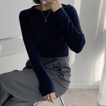 오오엘 여성용 봄 기본 라운드 니트