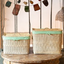 E21012818 라탄 뚜껑 사각바구니 2p 세트 .나린아토