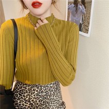 앙반팔니트 겨울 가을 반폴라 스웨터 솔리드 무지 슬림핏 위 옷 긴 소매 이너웨어 이너니트 트렌드 3438685863