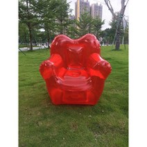 투명 에어소파 캠핑용 빈백 튜브 디자인 휴대용 에어, 빨간색소파 + 핸드펌프