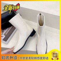사각코 워커부츠 눈길을 끄는 슬림 여성 봄가을 싱글 화이트 인싸템 프렌치 숏부츠 로우힐 소프트 가죽 2767362512