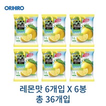 ORIHIRO 오리히로 탱글탱글 곤약젤리 파우치 레몬맛 (20g X 6개입) X 6봉세트 일본젤리 일본간식 일본군것질 일본곤약젤리, 레몬맛 6봉, 6개, 20g