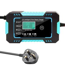 EAFC 자동차배터리충전기 배터리재생기 자동차 배터리 충전기 12V 6A 터치 스크린 펄스 수리 LCD 오토바이, 03 UK Plug