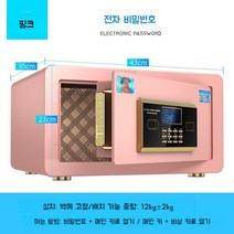 미니금고 소형 가정용 차량용 금고 도난방지 지문 암호 23cm, 핑크(암호 잠금식)