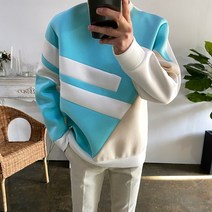 웨일즈 소프트 네오프렌 배색 세미 오버 맨투맨 티셔츠(2 Color)