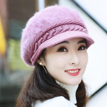 엘마운틴 앙고라 보아 캡 모자 예쁜 중년 여성 가을 겨울 방한 털 모자