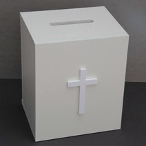작은 교회 용품 화이트 헌금함 예쁜 봉헌 십자가 소형