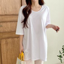 새로본 봄.여름158유넥롱T 빅사이즈롱티 루즈핏박스 여자 미시