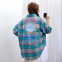 이힝 브룩 프린팅 가을 겨울 롱 체크남방