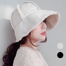 국내제작 무스탕 스웨이드 방한 여성 겨울모자 벨크로 벙거지 버킷햇 둘레조절 여성모자