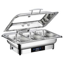 보온 접시 음식 워머 뷔페 차핑디쉬 바트 원형 밧드, 스마트 터치/ 이중 수납공간 9리터