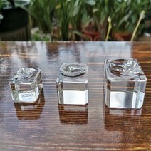 투명 유리 사각 딤플 크리스탈 볼 디스플레이 베이스 테이블 홀더 스탠드 홈 데코 장식품 구 선물 문진 1 개, 3.35mmx35mmx20mm - transparent