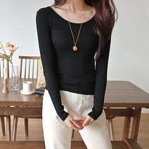 데일리앤 콜든 여성 U넥 슬림핏 무지 스판 이너 골지티