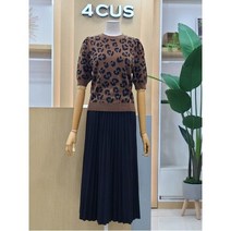 포커스 W몰 4CUS(포커스) FF1I7KT01470 호피 5부 니트티셔츠