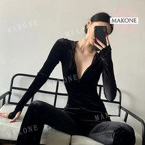 Makone 상표등록 여자 점프수트 전신 벨벳 트레이닝 바디 수트 프로필
